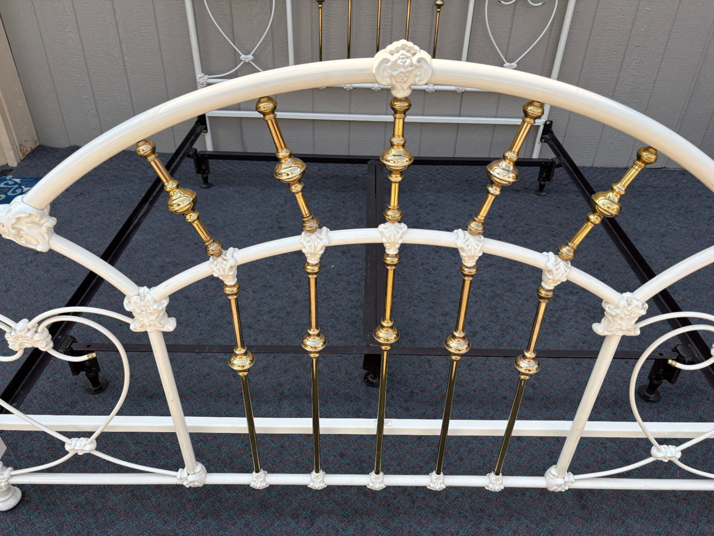Elegant King Size Brass and Iron Bed Frame by Elliott Designs