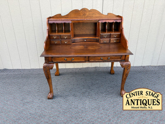 68193 Carved Writing Desk with Hutch and Claw Feet