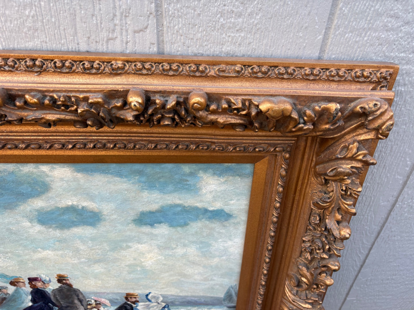 67526 Victorian Style Seaside Oil Painting in Ornate Gilt Frame