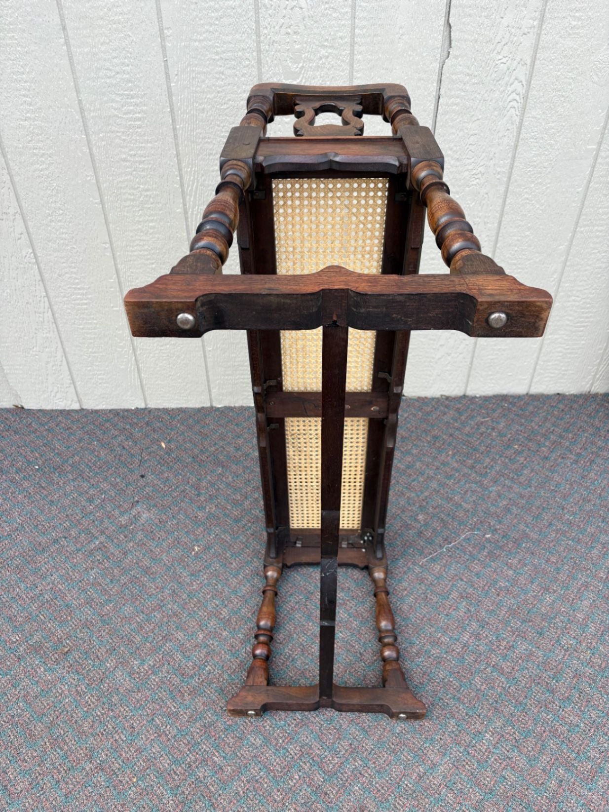 67606 Jacobean Style Wooden Window Bench with Cane Seat