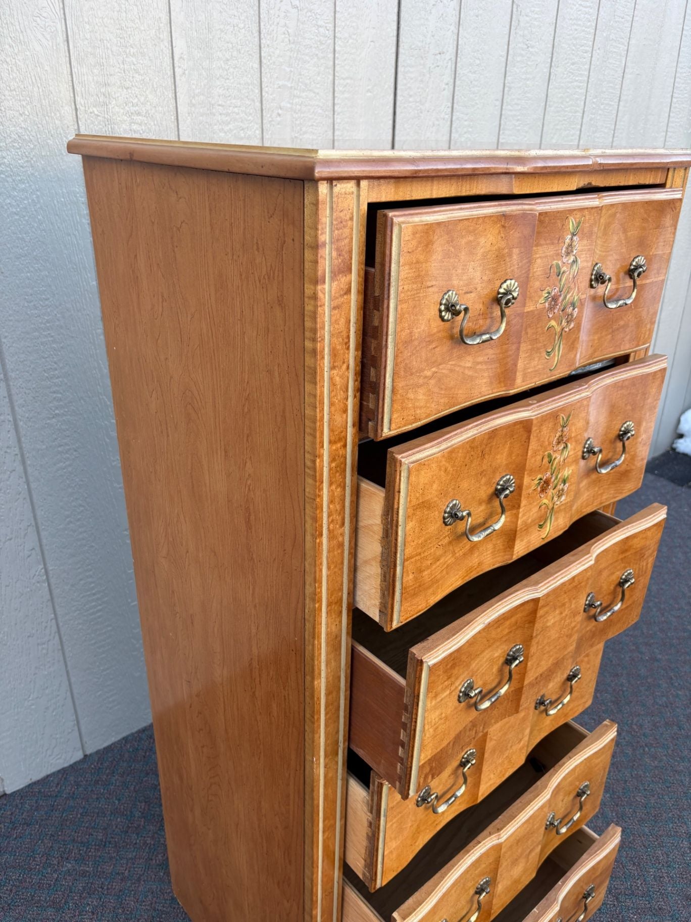 67431 Vintage Stanley Floral Lingerie Chest with Brass Handles