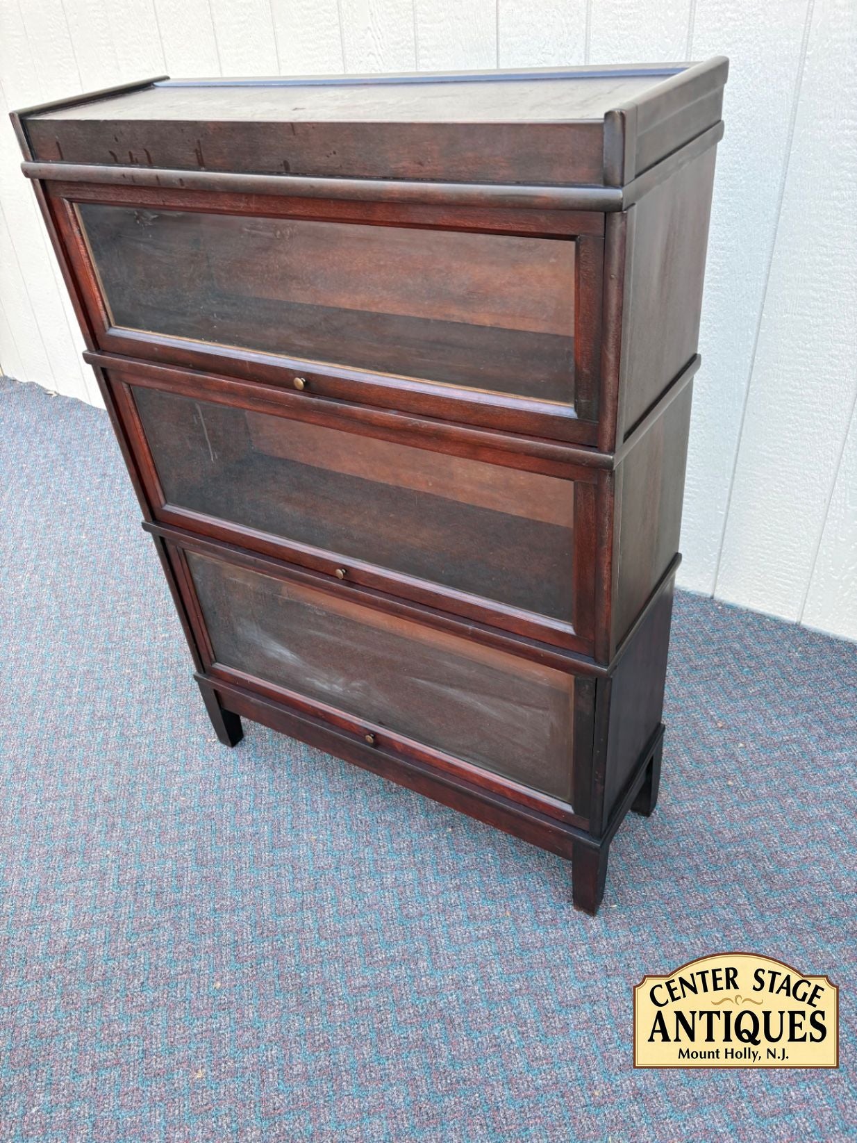 67597 Vintage Mahogany Barrister Bookcase with Glass Fronts