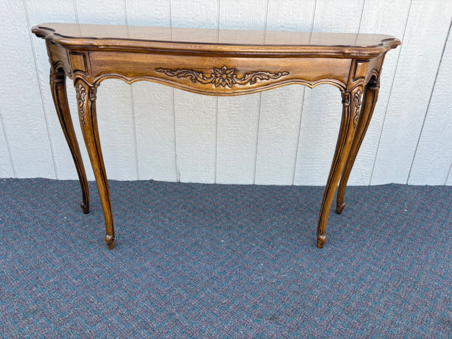 67427  Elegant French Country Console Table with Cabriole Legs