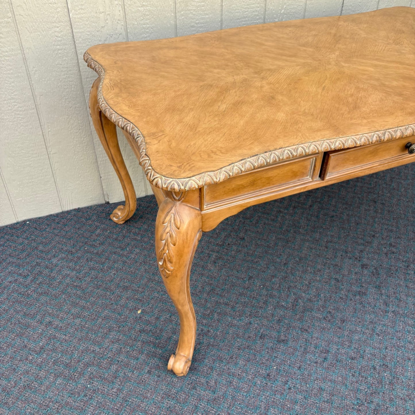 67857 Elegant French Provincial Writing Desk with Carved Details