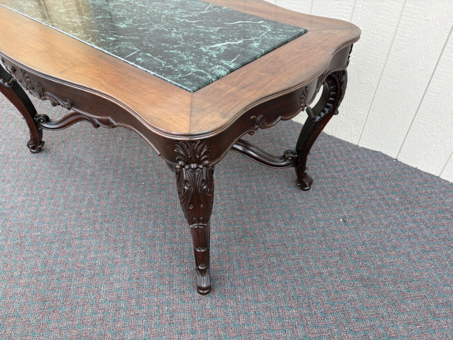67418 Antique Victorian Mahogany and Marble Top Console  Table Desk