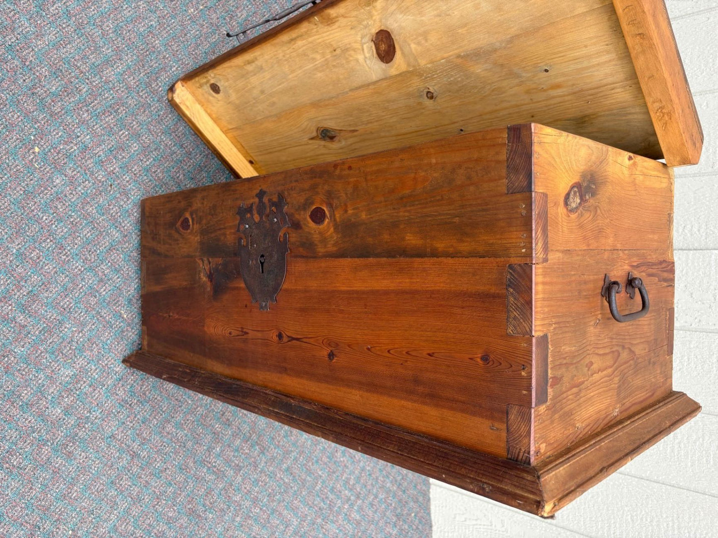67664 Rustic Pine Trunk with Iron Hardware and Natural Finish