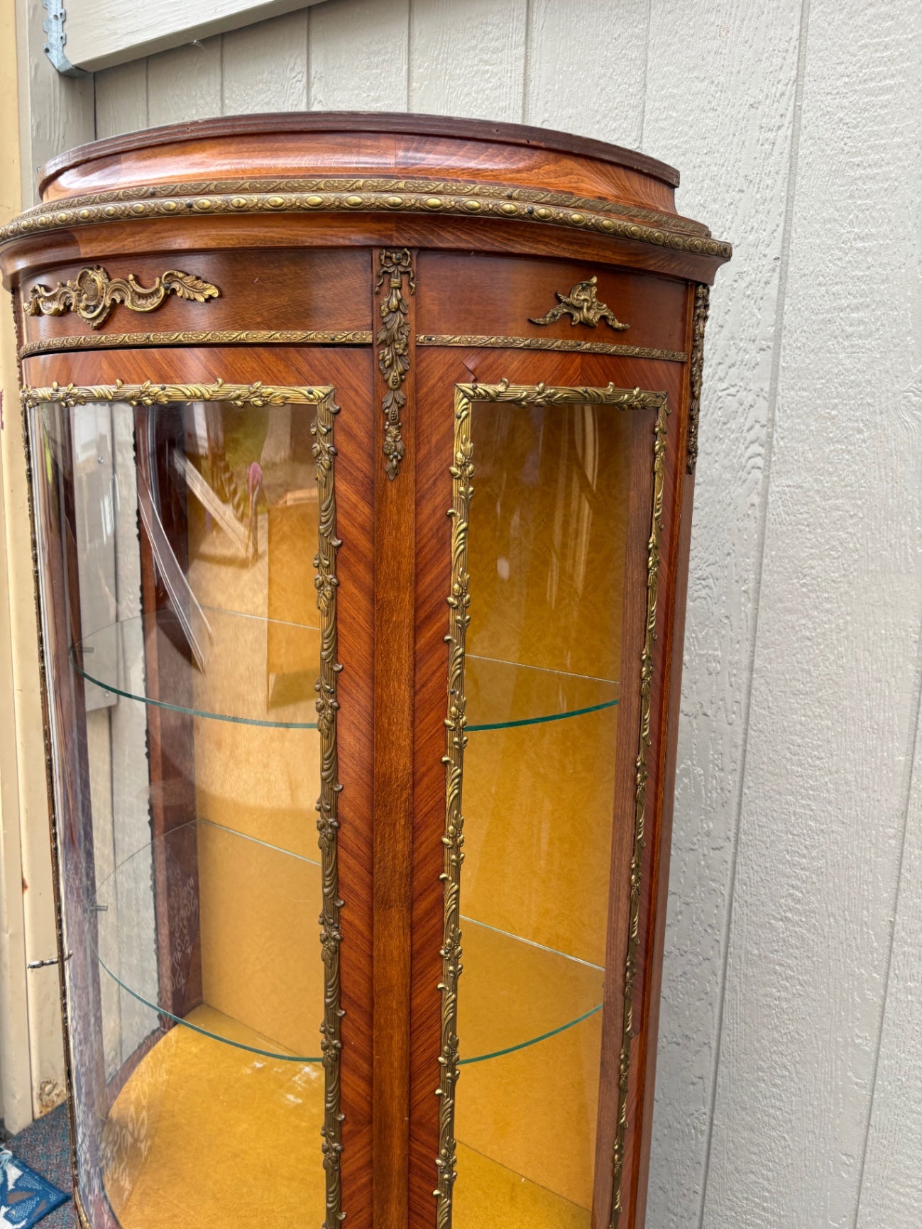 67813 Elegant Louis XV Style Curio Cabinet with Hand-Painted Panels