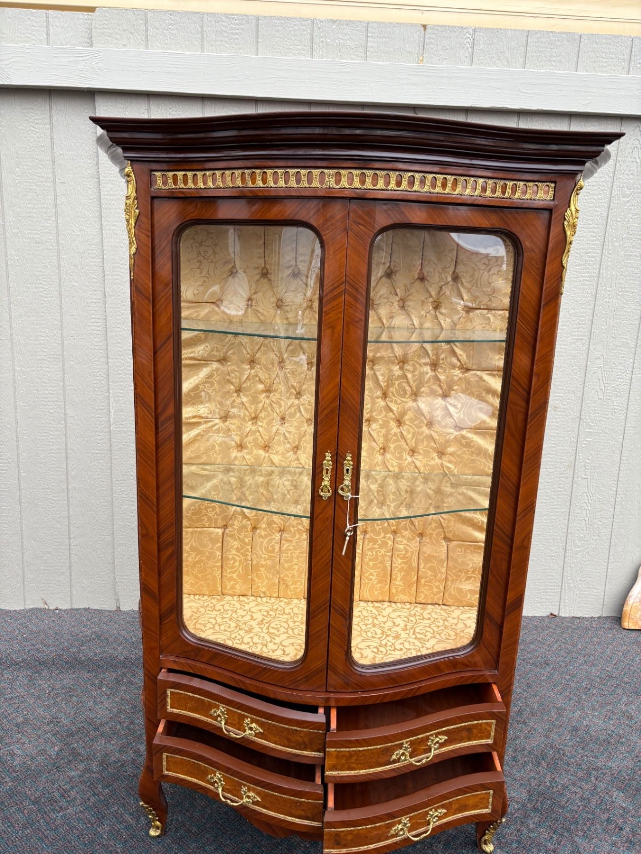 67357 Exquisite Louis XV Style Curio Cabinet with Glass Shelves