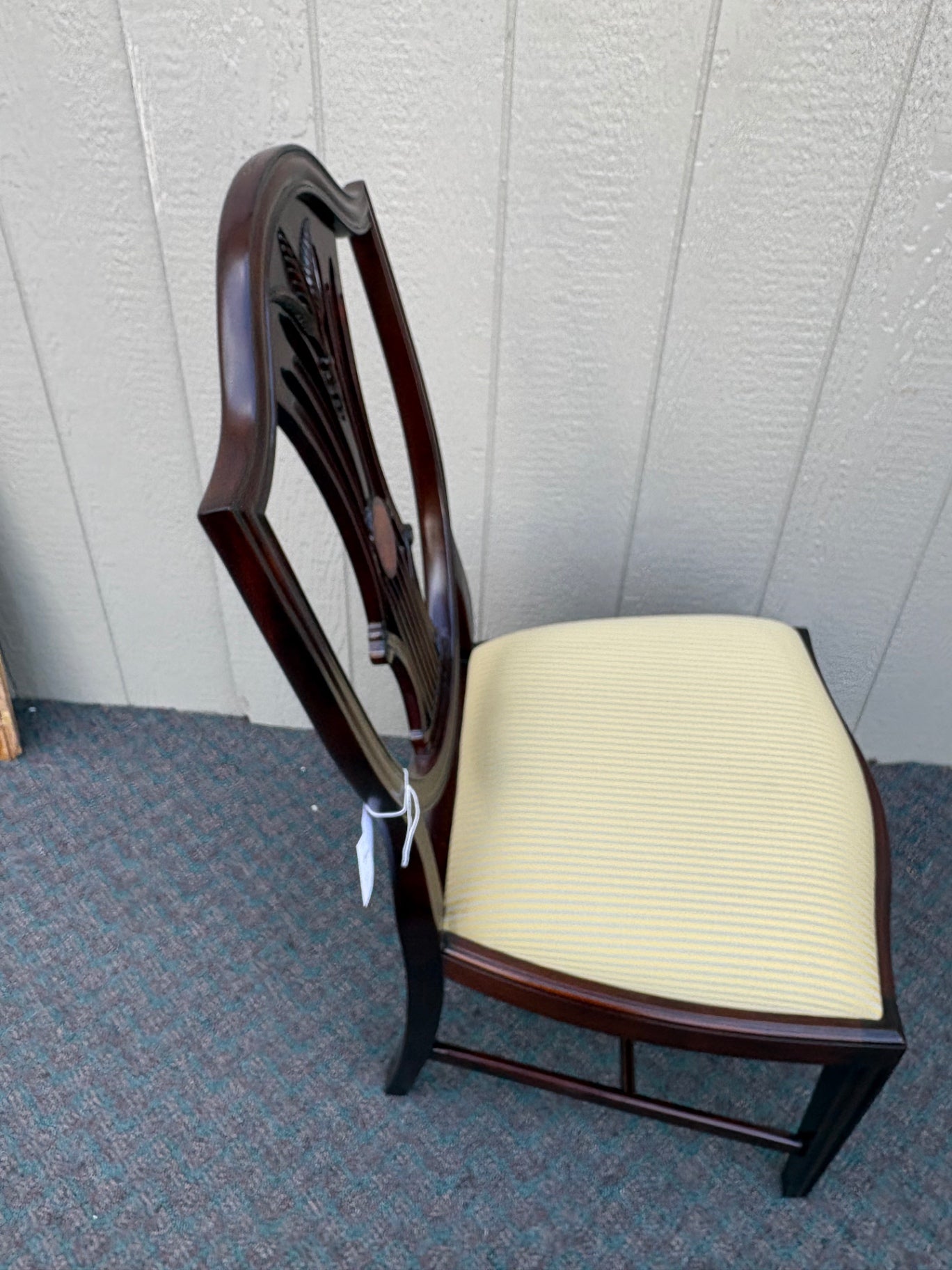 67638 Elegant Mahogany Inlaid Side Chair with Upholstered Seat