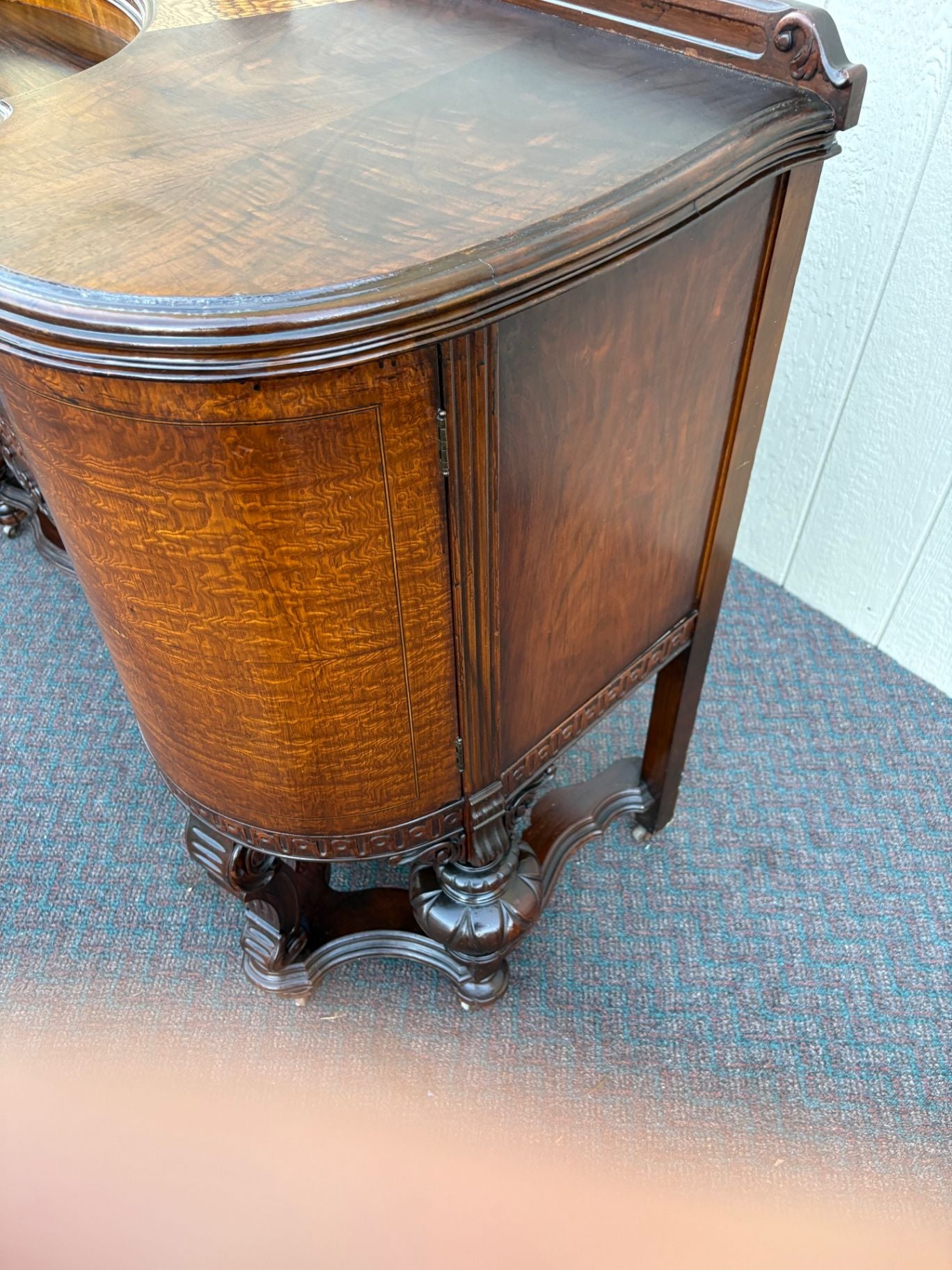 67513  Antique Victorian Sideboard Buffet with Ornate Carved Mahogany
