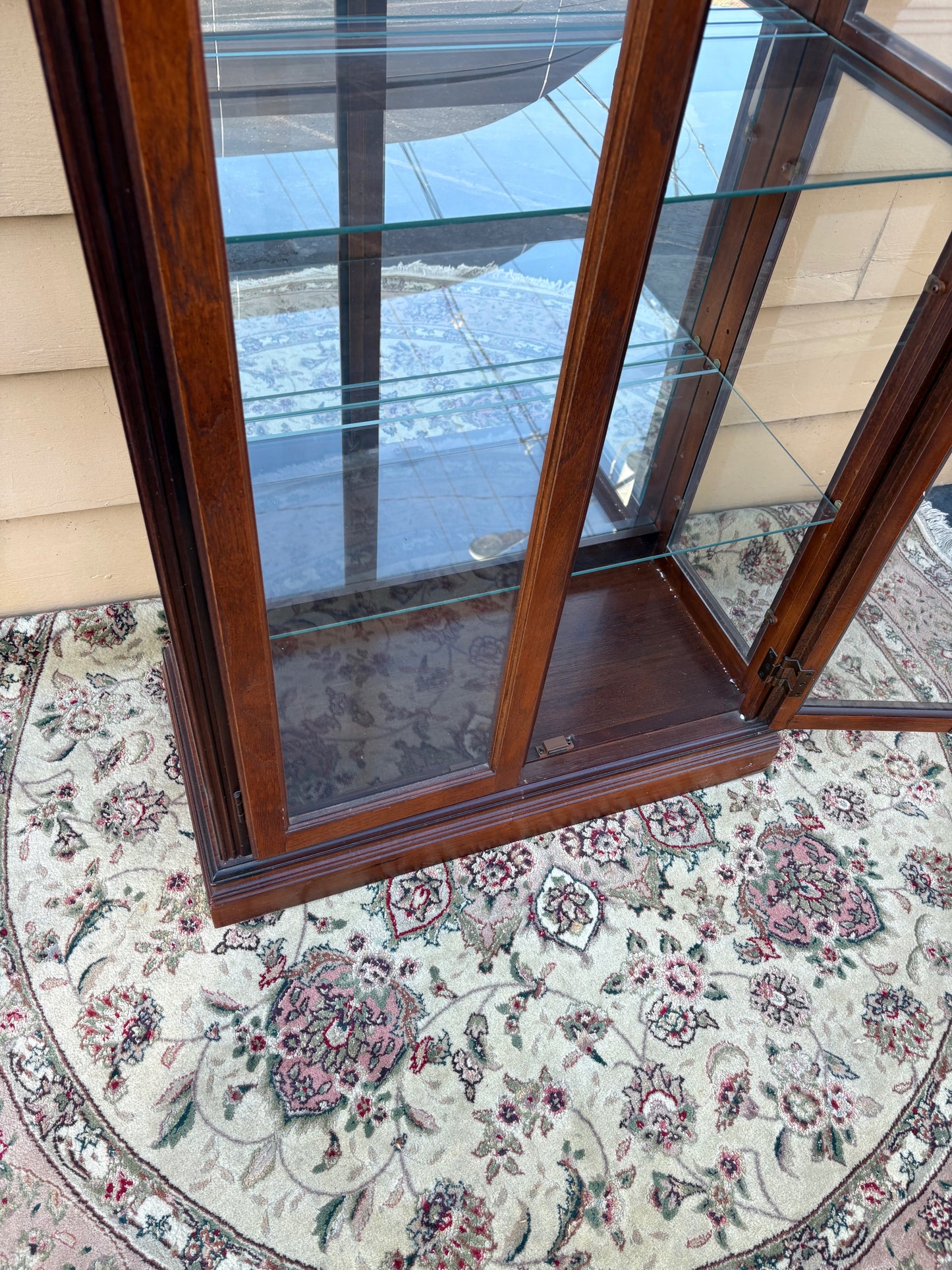 67787 Elegant Glass Display Curio Cabinet with Mahogany Finish