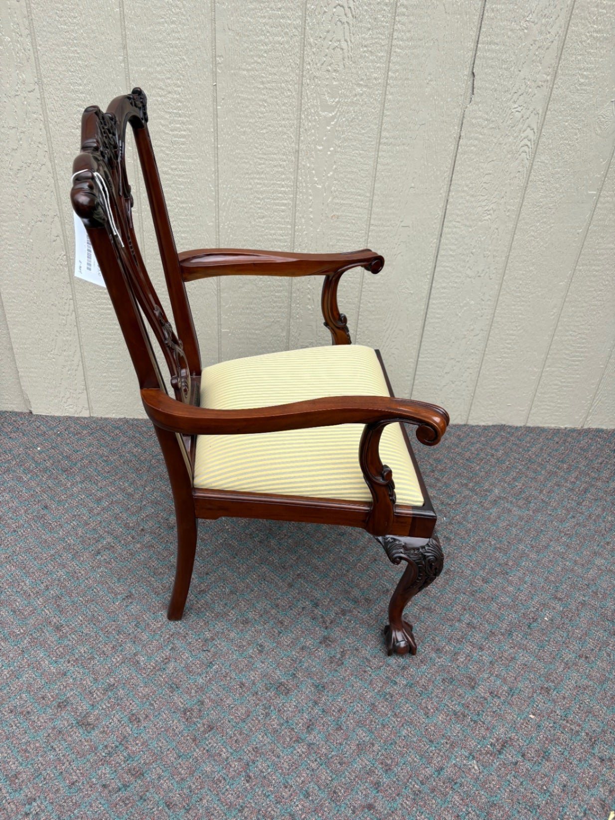 67637 Elegant Chippendale Style Mahogany Armchair with Carved Details