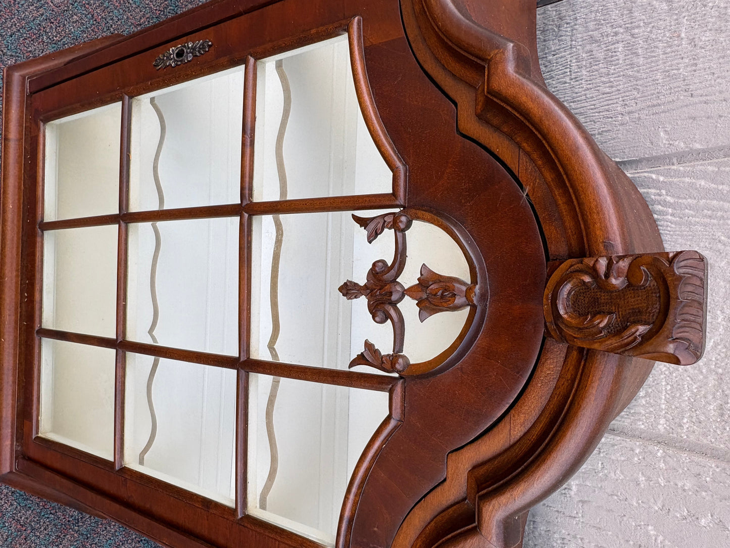 67662 Victorian Wall Hanging Curio Cabinet with Glass Door