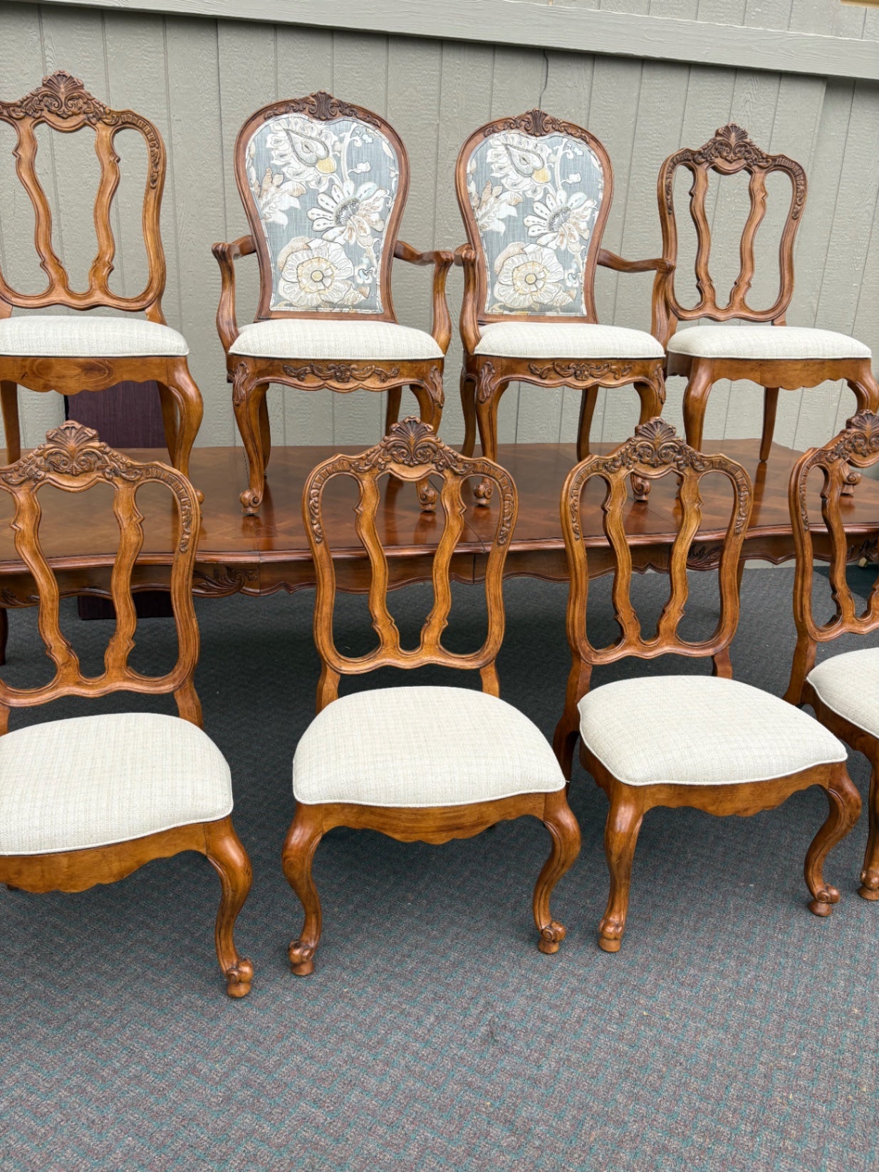 67798 Elegant Century Dining Table Set with 8 Chairs, French Provincial Style