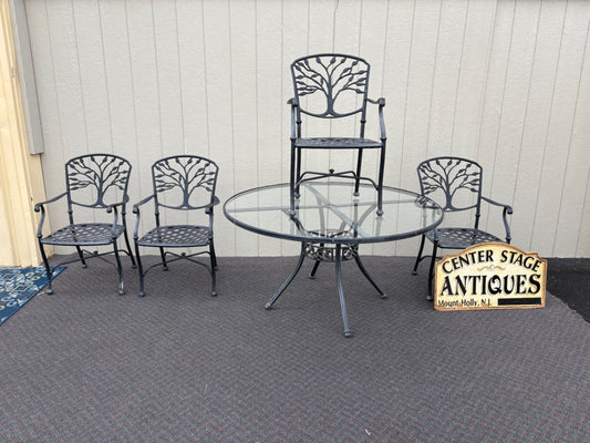 67750 Outdoor Patio Set with Glass Top Table and Four Cast Aluminum Chairs