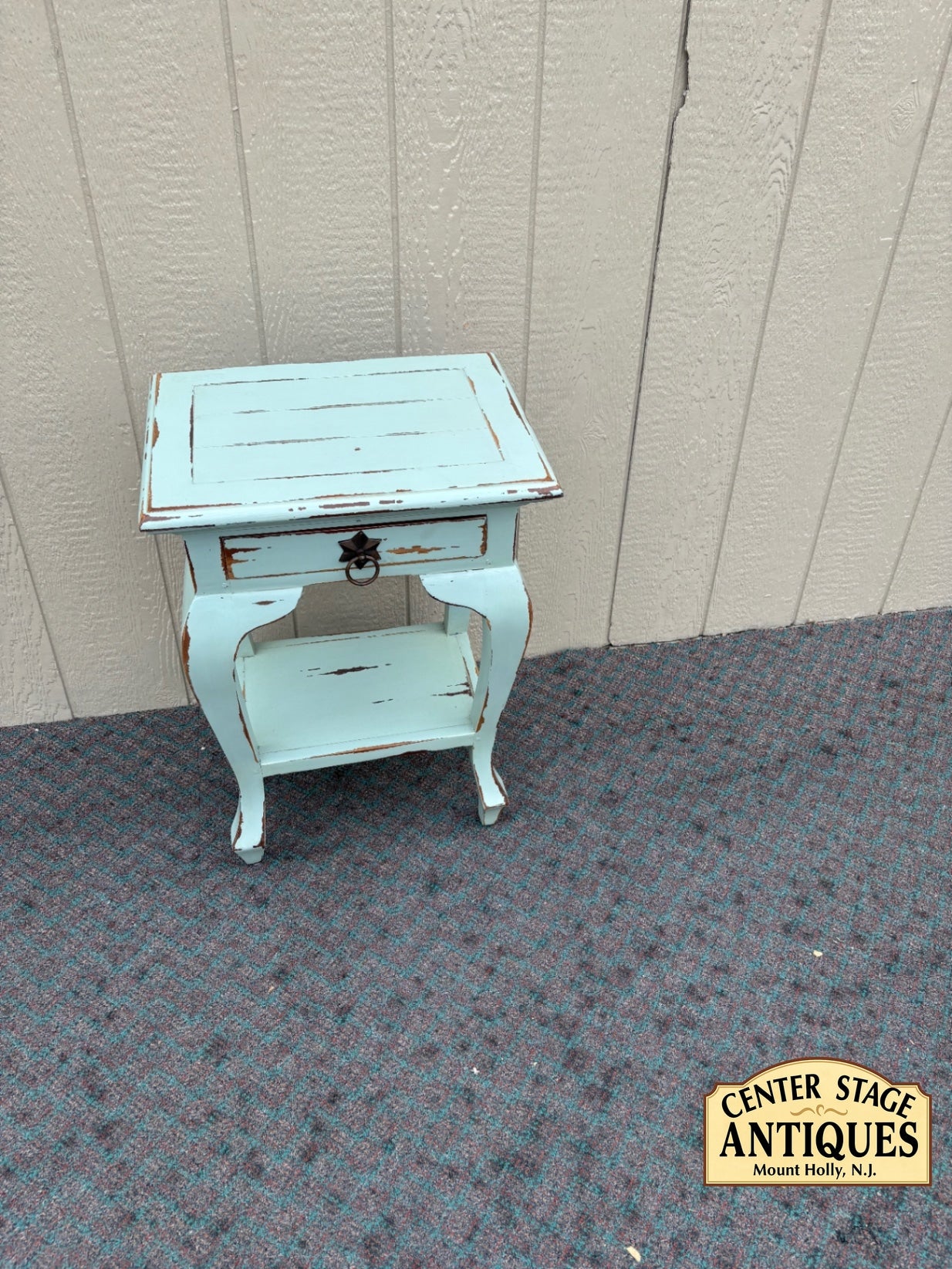 Distressed Shabby Chic Nightstand with Single Drawer