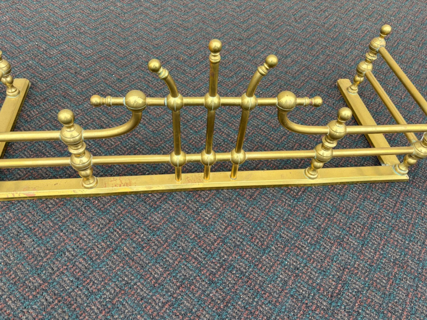 65936 Vintage Brass Fireplace Fender with Ornate Detailing