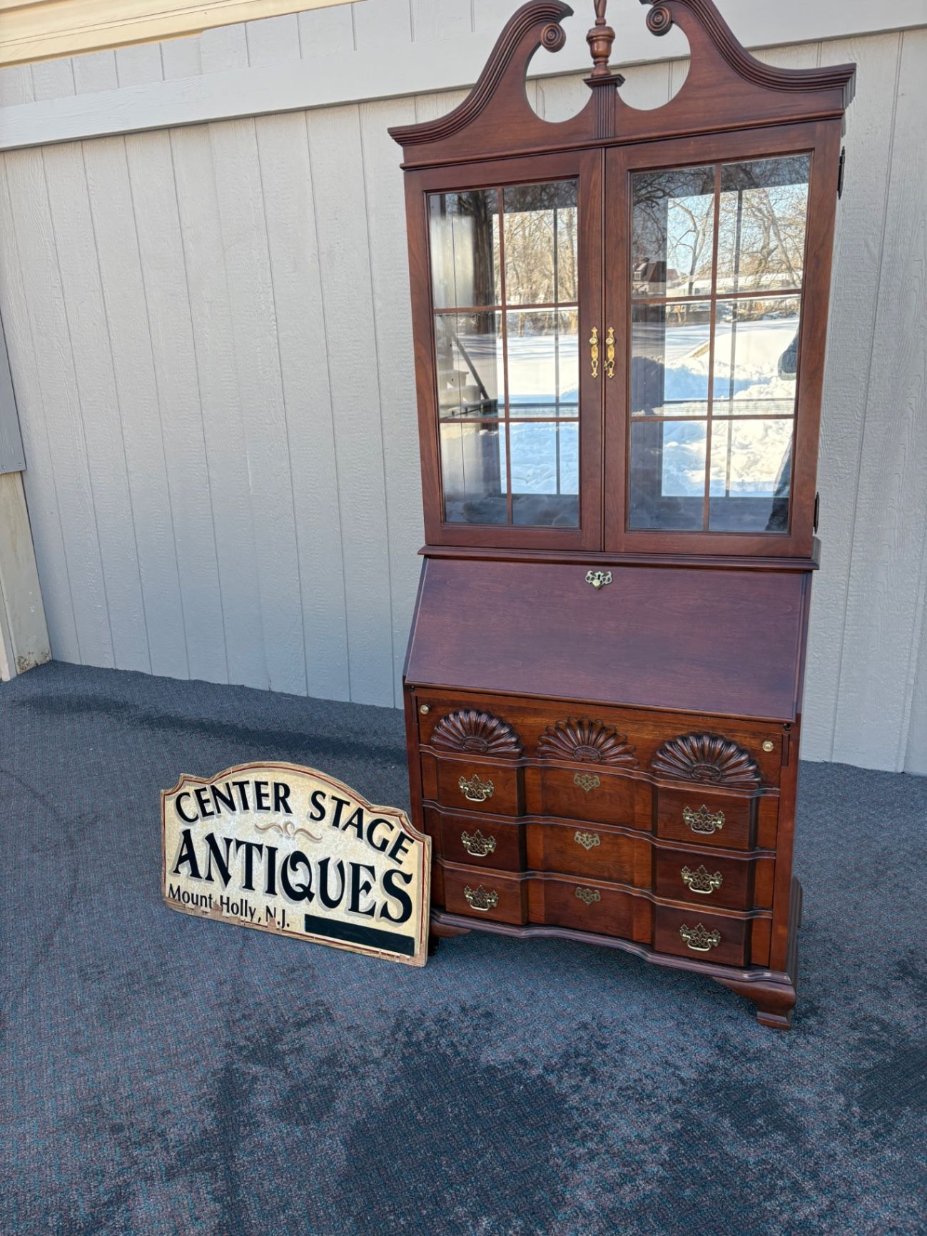 67438   Jasper Mahogany Secretary Desk with Glass Hutch