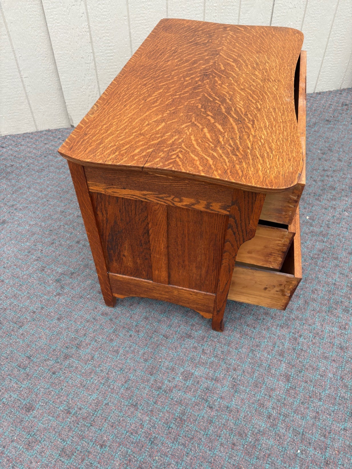68017 Antique Oak Washstand with Drawers and Cabinet, Early 20th Century