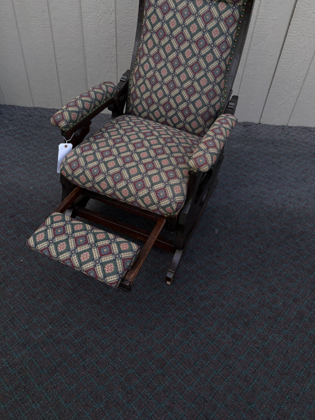 67119  Victorian Platform Rocking Chair with Footrest, Upholstered