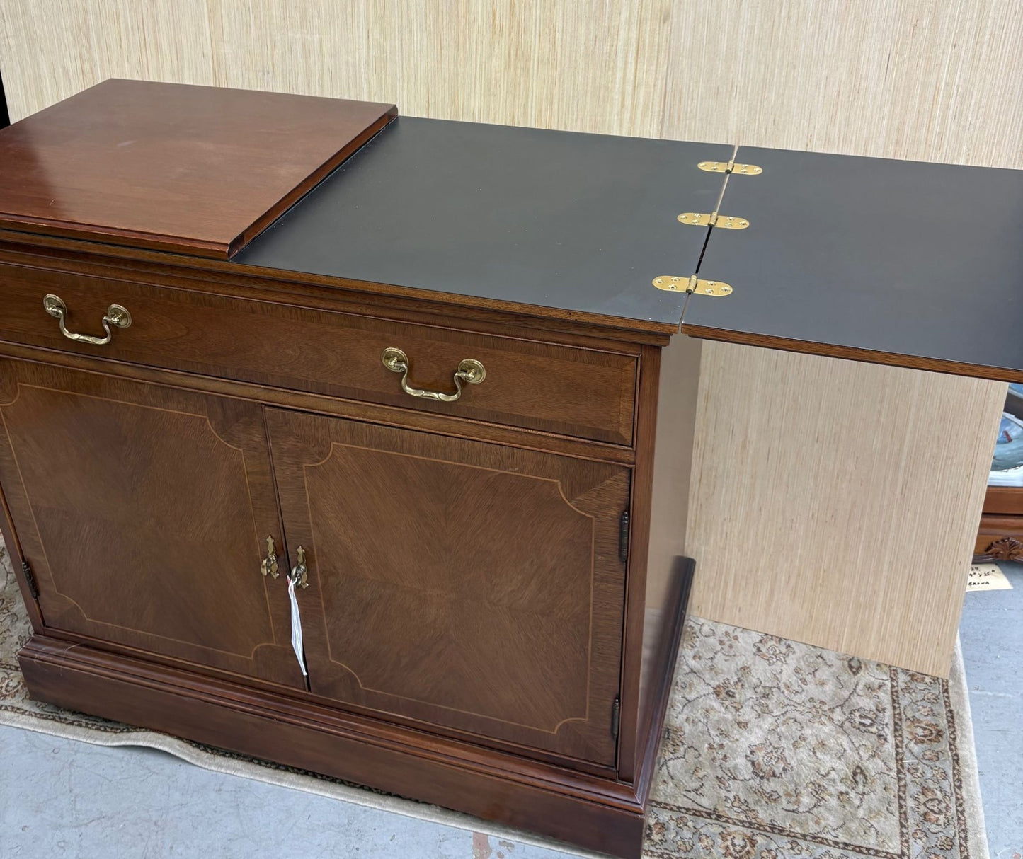 64128 Hickory chair Inlaid Bar Cart Server with Brass Hardware