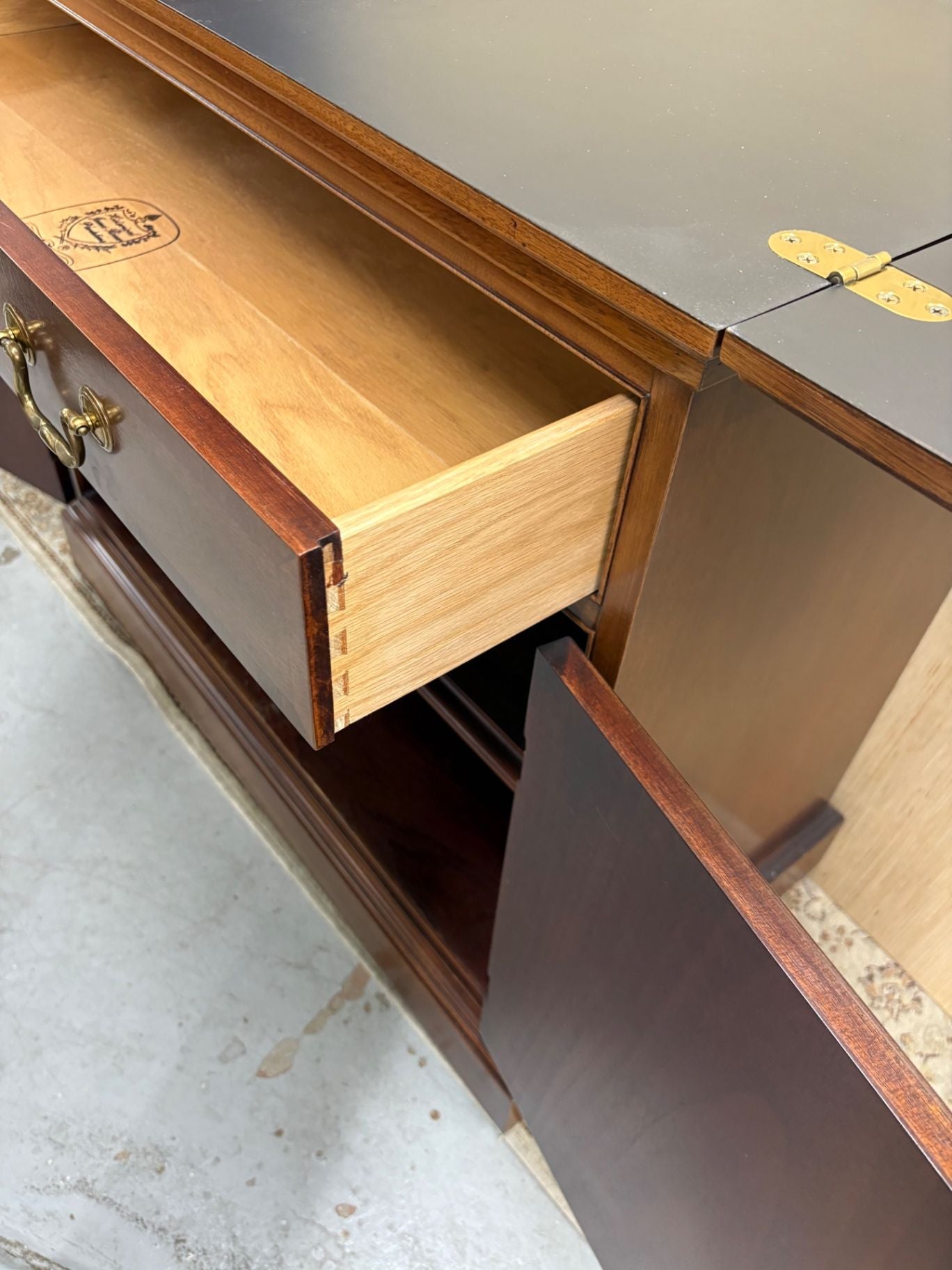 64128 Hickory chair Inlaid Bar Cart Server with Brass Hardware