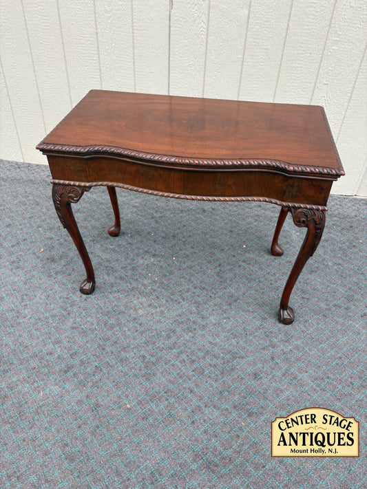 68094 Antique Mahogany Flip Top Game Table with Carved Details