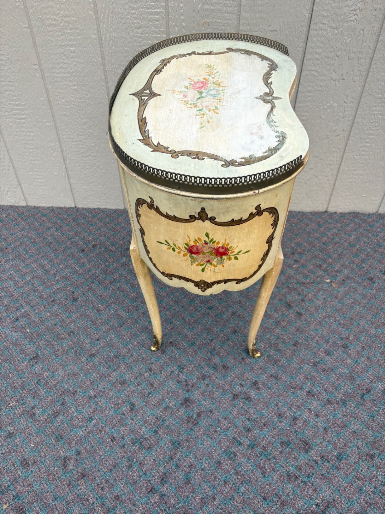 67905 French Provincial Painted Nightstand with Floral Motifs