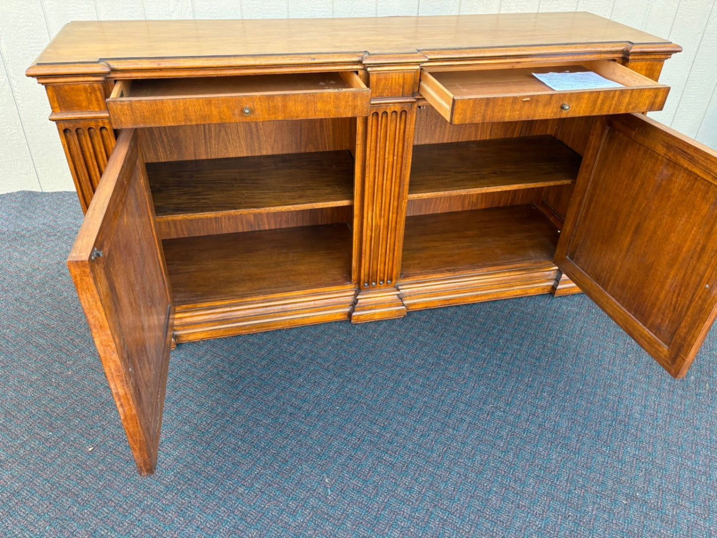 67471 Ethan Allen Marquetry Buffet with Star Inlay Design