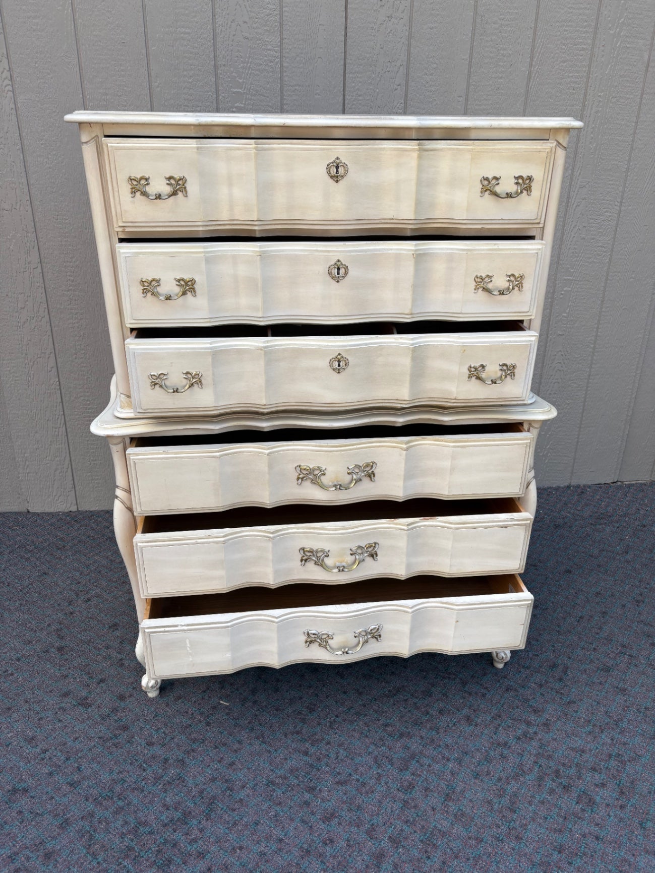 67948 Elegant French Provincial Tall Chest of Drawers in Cream Finish