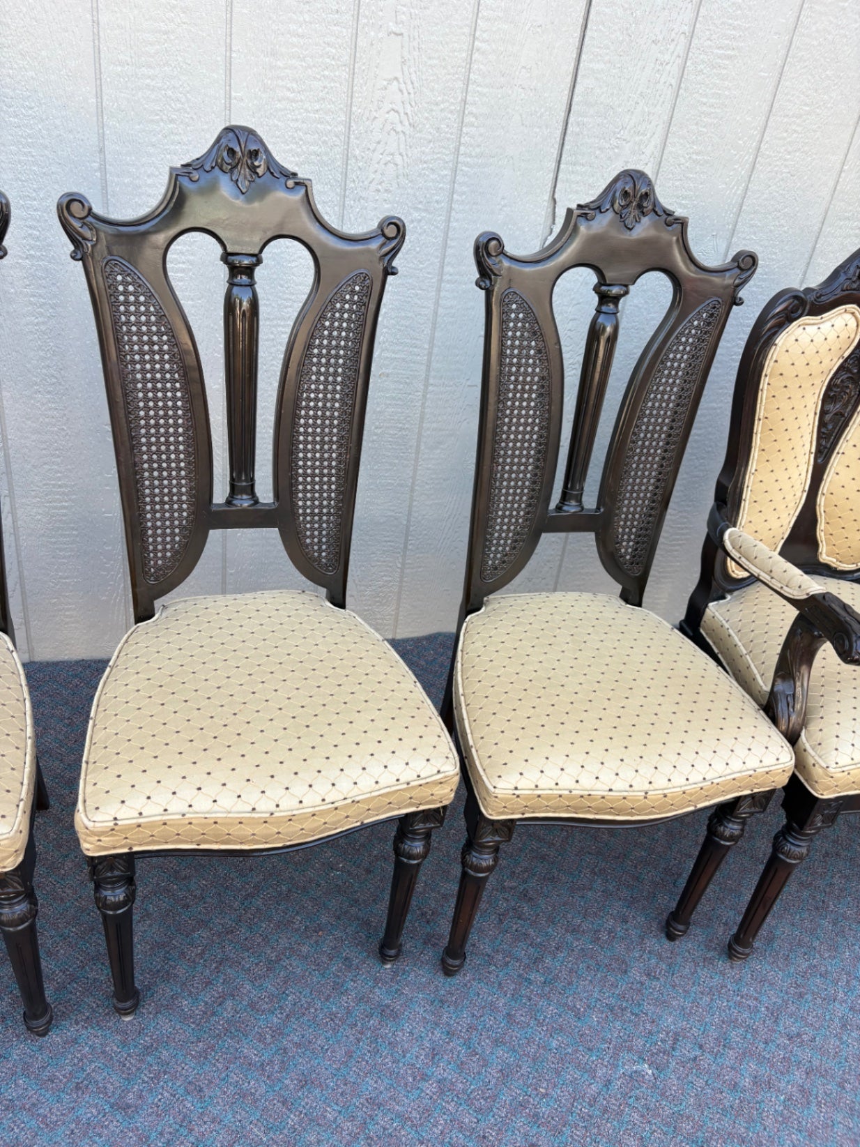 67853 Set of 6 Victorian Revival Dining Chairs with Carved Details