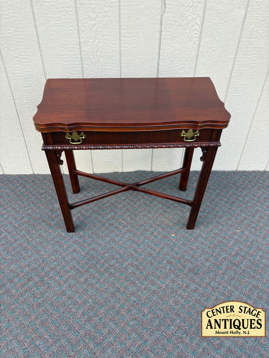 67745 Elegant Mahogany Flip Top Console Table with Brass Hardware