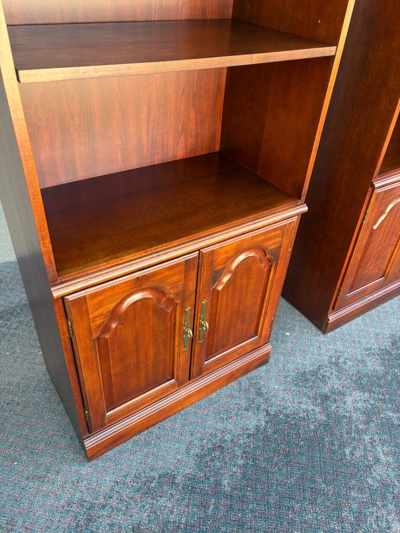 67482  Pair of Hooker Traditional Bookcase Cabinets in Rich Cherry Finish