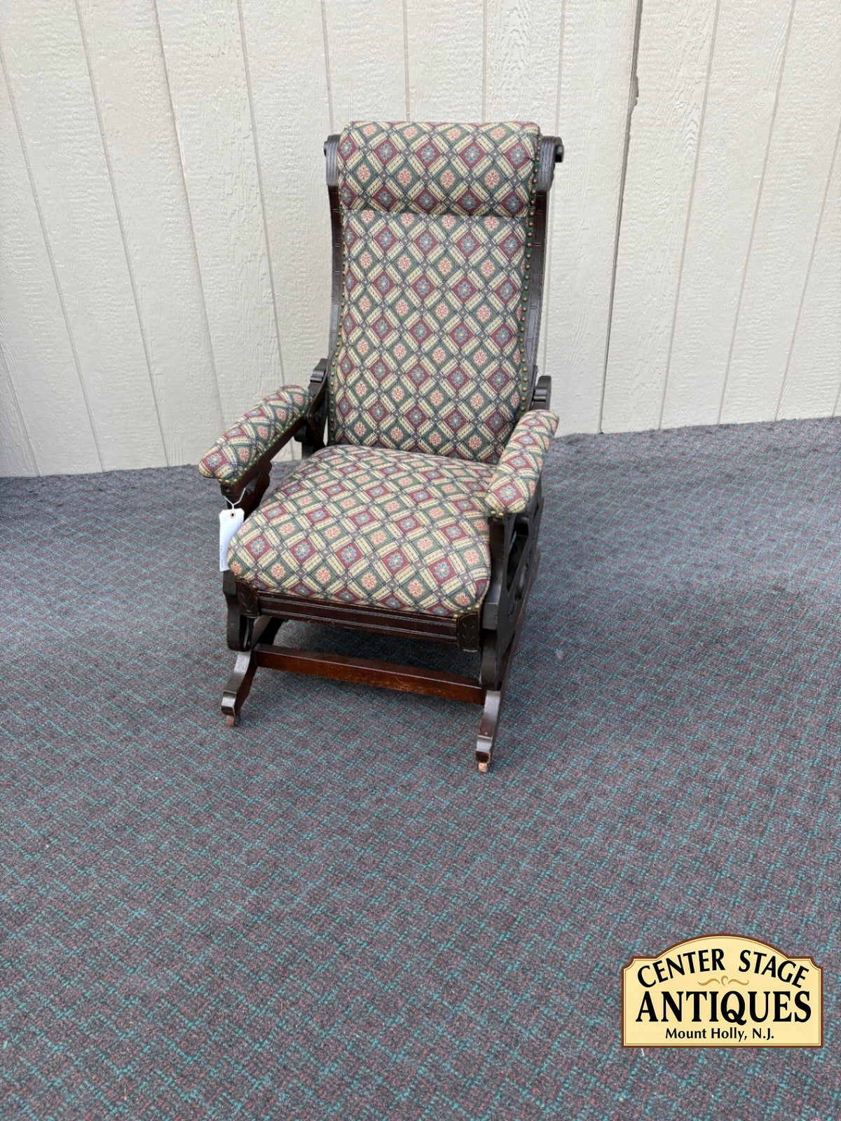 67119  Victorian Platform Rocking Chair with Footrest, Upholstered