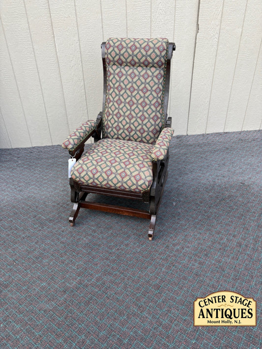 67119  Victorian Platform Rocking Chair with Footrest, Upholstered