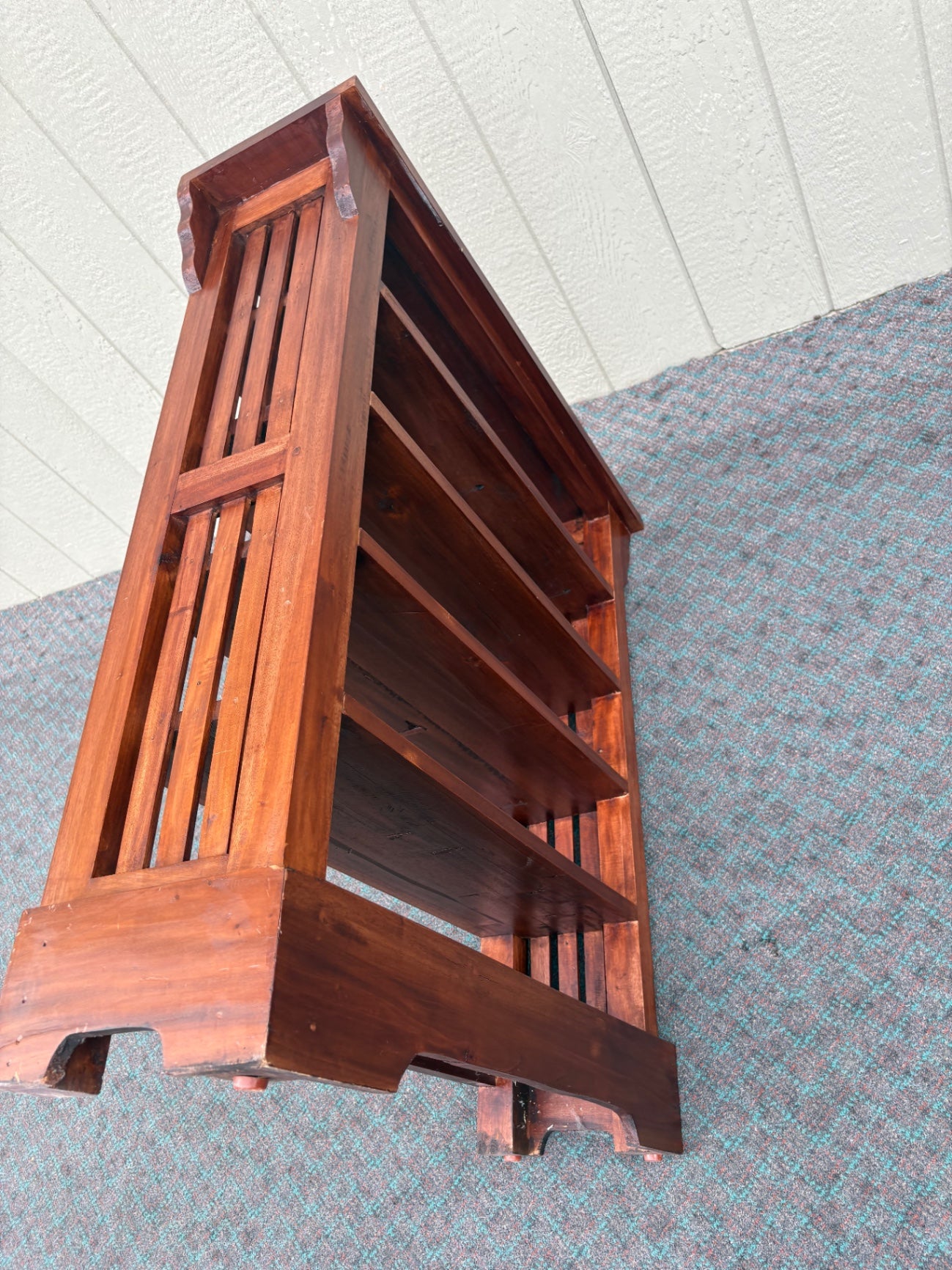 68101 Mission Style Mahogany Bookcase with Slatted Sides, 4 Shelves