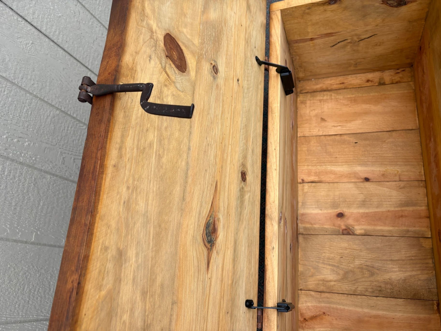 67664 Rustic Pine Trunk with Iron Hardware and Natural Finish