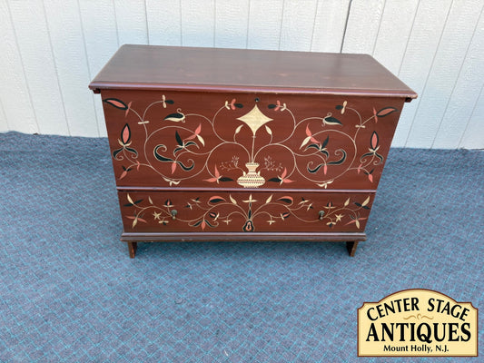 Hand-Painted Mac Intosh Blanket Chest Trunk with Floral Motifs