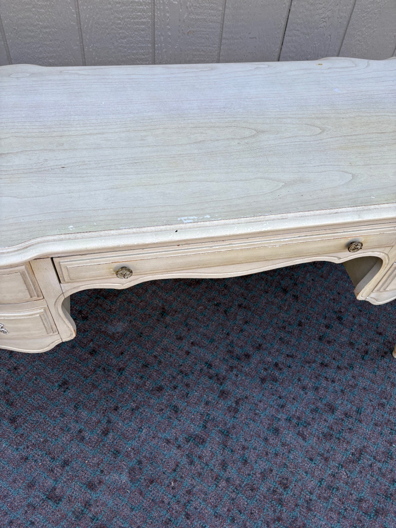 67950 French Provincial Style Vanity Desk in Distressed Cream Finish