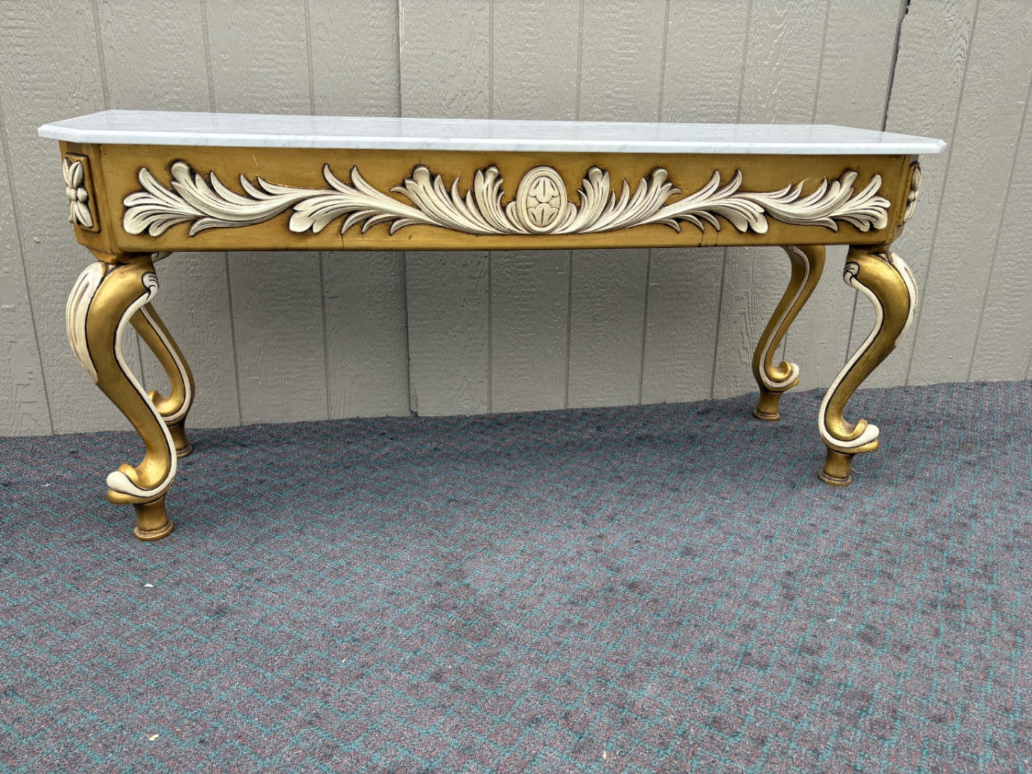 Elegant Italian Console Table with Marble Top and Ornate Gilt Base