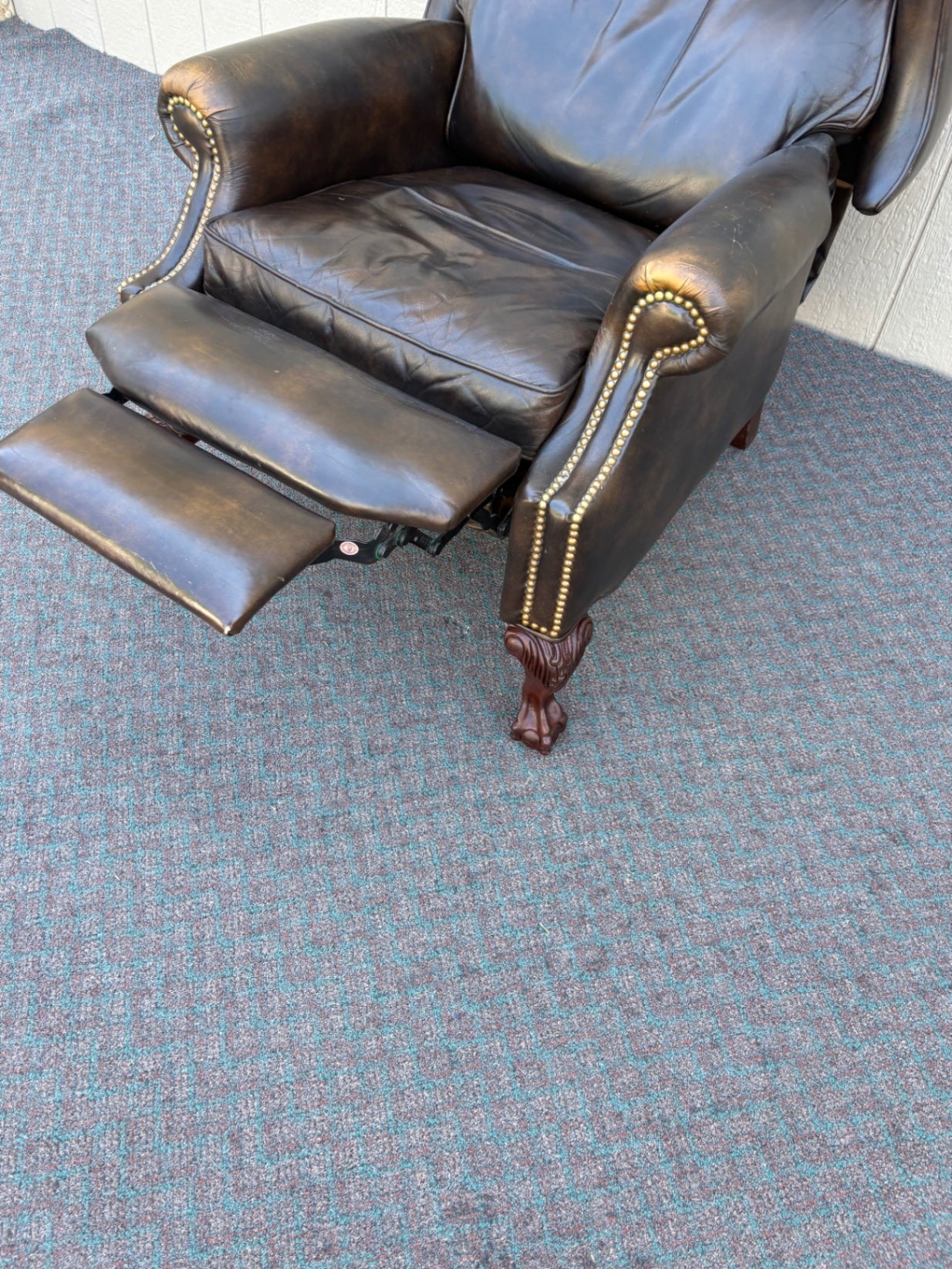 67848 Hancock and Moore Leather Recliner with Nailhead Trim