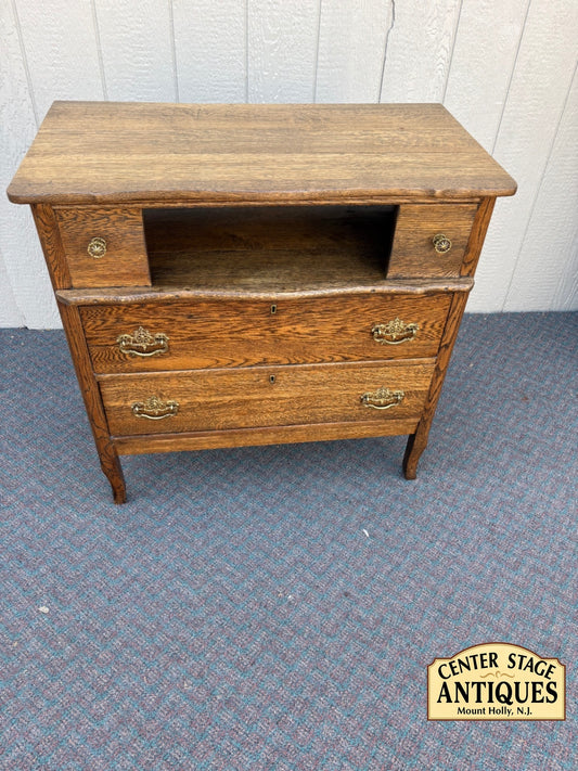 67692 Antique Oak Chest of Drawers with Open Shelf, Early 20th Century