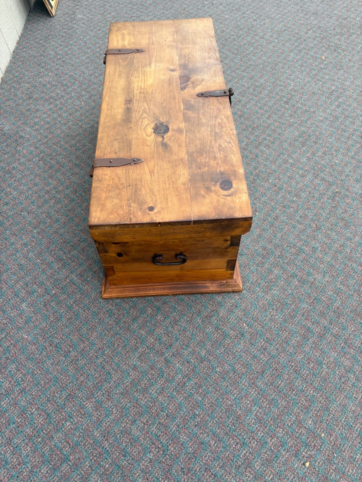 67664 Rustic Pine Trunk with Iron Hardware and Natural Finish