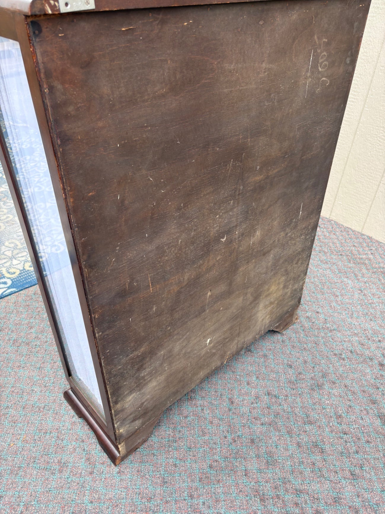 67980 Art Deco Two-Door Bookcase with Carved Detailing and Fabric Panels