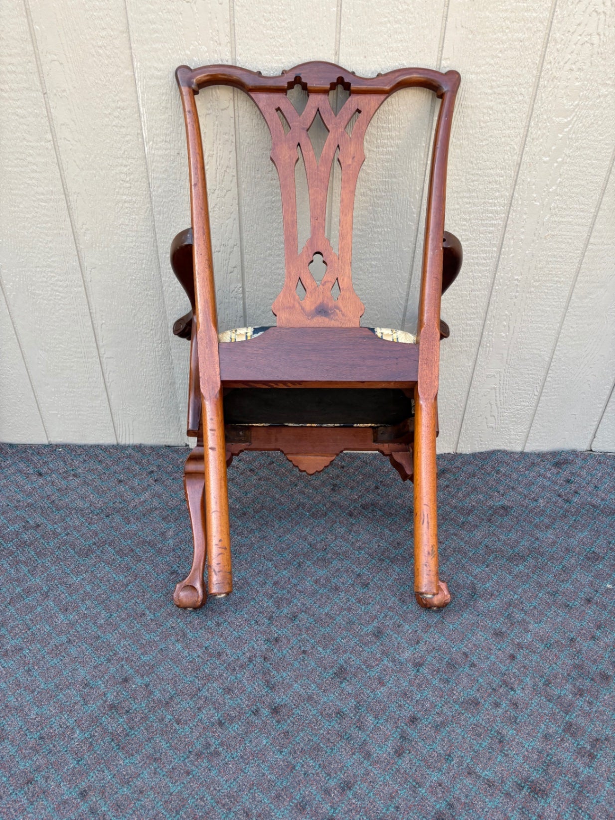 67965  Pair of Chippendale Style Mahogany Armchairs with Carved Details