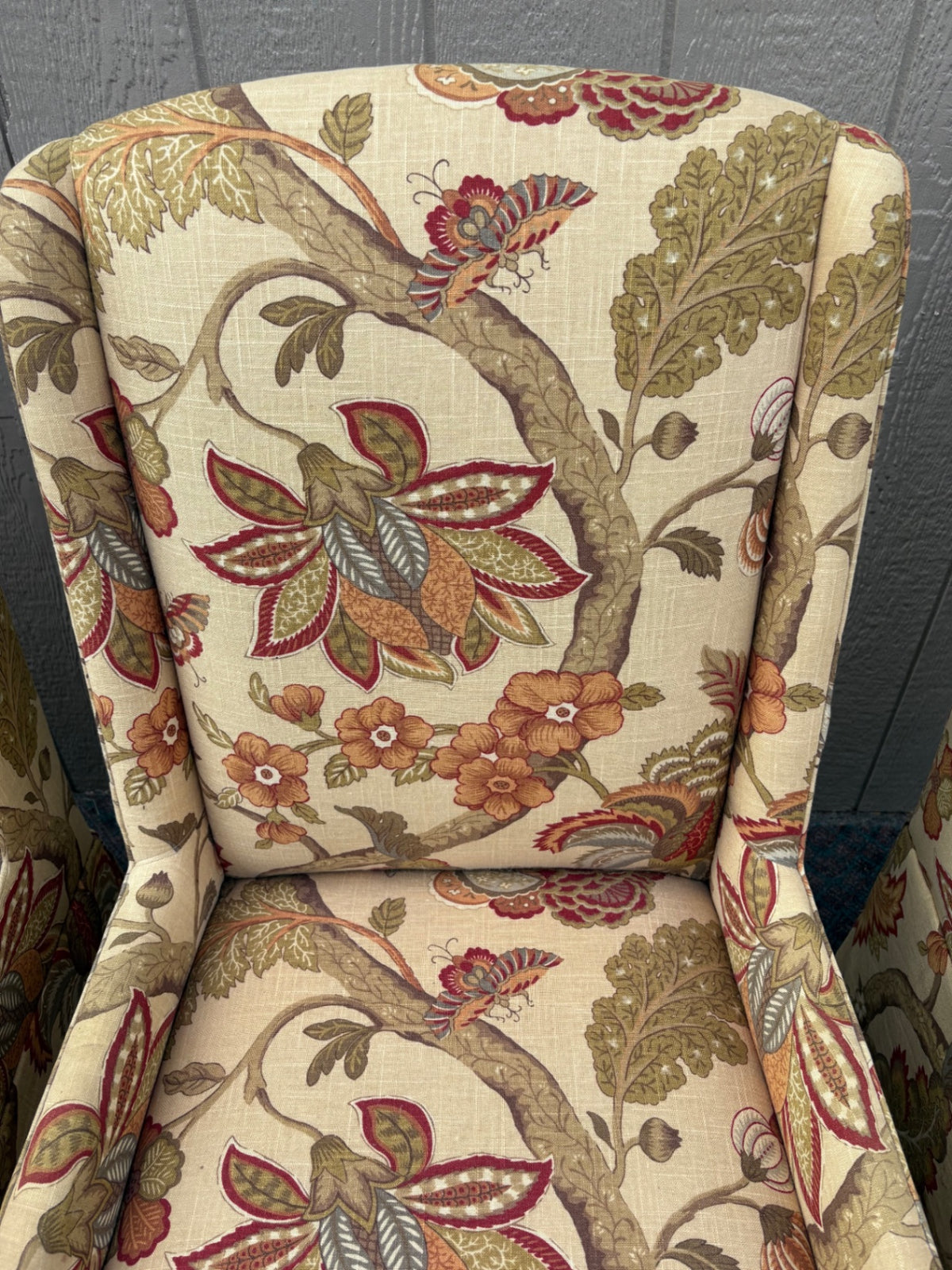 68124  Set of 6 Highland House Upholstered Dining Chairs, Floral Pattern
