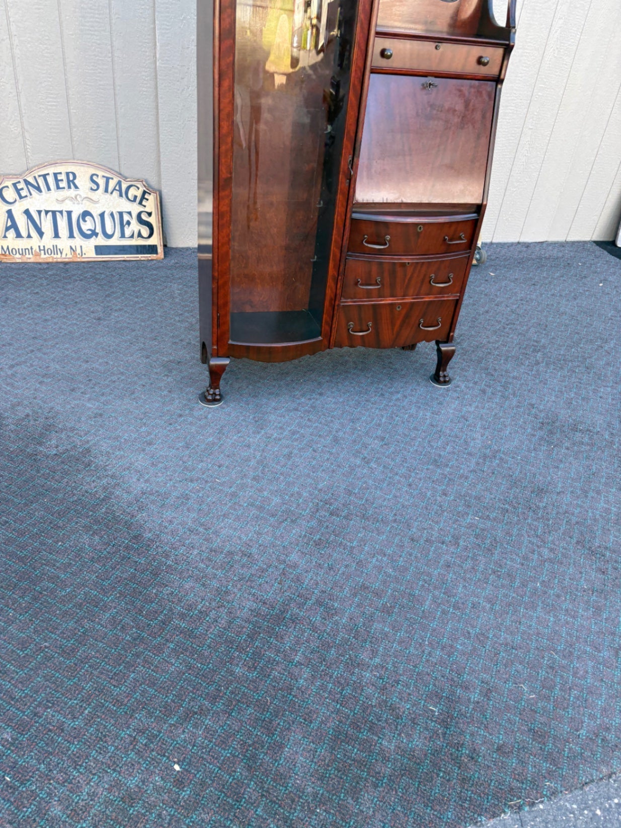 68054 Victorian Mahogany Side-by-Side Secretary with Glass Door
