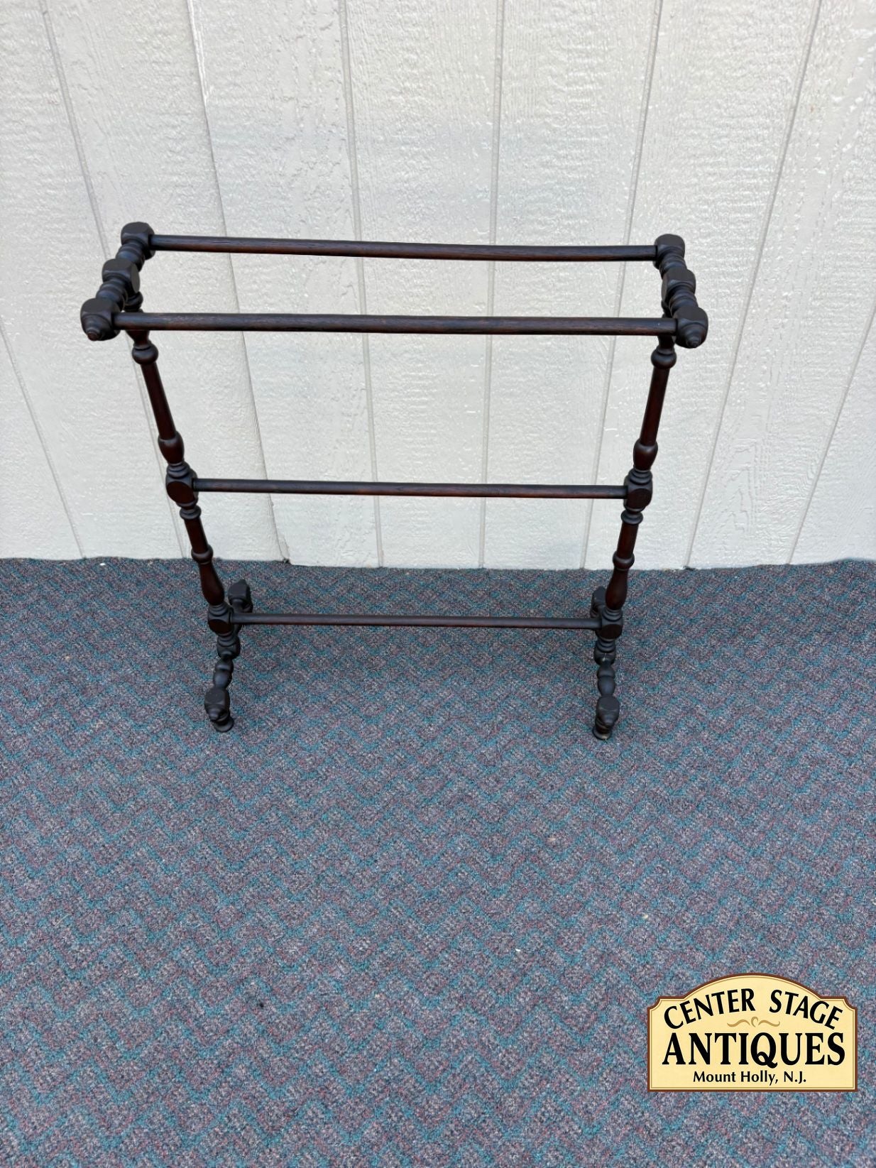 67653 Victorian Style Wooden Blanket Rack with Turned Spindles