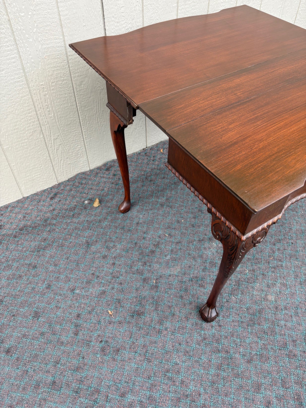68094 Antique Mahogany Flip Top Game Table with Carved Details