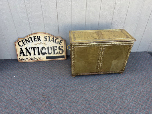 67424  Vintage Brass Trunk with Embossed Detailing